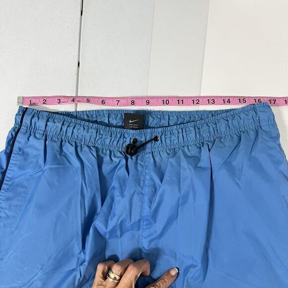 VTG Y2K Nike Windbreaker Track Pants Mens M Gray Tag Baggy Wide Nylon Lined Blue - Picture 12 of 15